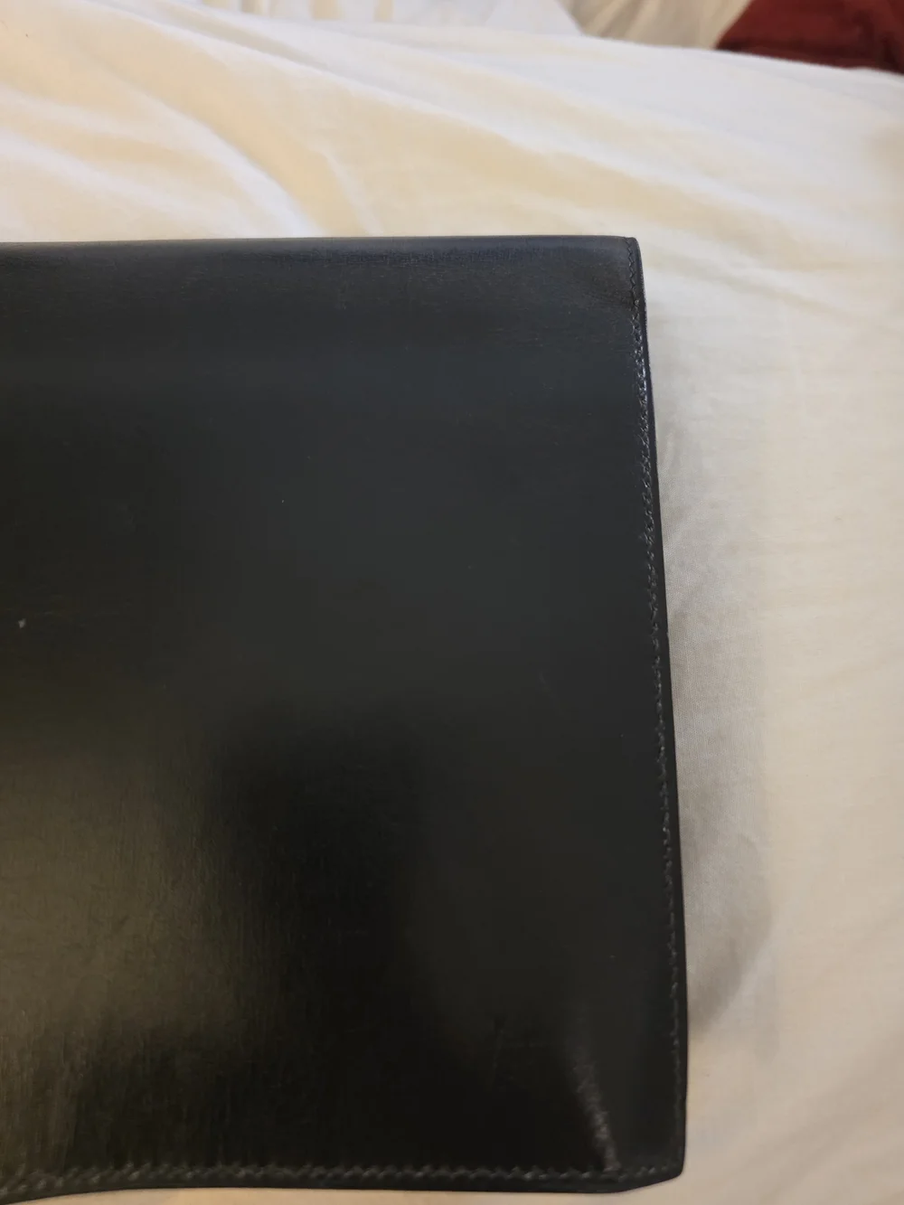 Authentic Hermès Black Leather Clutch Pouchette With Strap And Sack